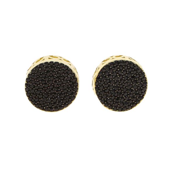 Orecchini da donna con zirconi neri rotondi, tendenza moda hip hop_voghion.com