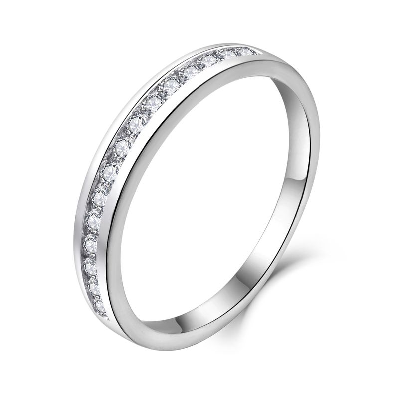 Sterling silver classic retro zircon diamond band ring_voghion.com