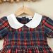 Mother & Kids One piece of 2024 summer new style girls short-sleeved dress for little girls plaid doll collar dress_voghion.com