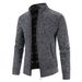 2022 Autumn Winter Fleece Sweater Cardigan Plus Size Men's Stand Collar Warm Knitted Jacket_voghion.com