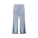 Niche Washed And Distressed Patchwork Slimming Micro Flared Jeans, trendige amerikanische Street-Casual-Hose für Herren_voghion.com