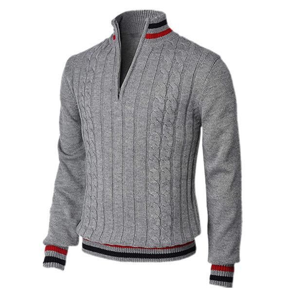 Men's Clothing New Spring And Autumn Supply Style Color Matching Zipper High Collar Men's Sweater_voghion.com