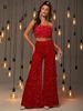 Elegant High-Waisted Wide-Leg Pants For Women - Stylish Summer Casual Trousers With Sequins - Comfortable Polyester Fabric - S M L XL_voghion.com