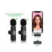 Hochwertiges kabelloses Lavalier-Mikrofon, tragbar, Mini-Audio- und Videoaufnahmegerät für iPhone, Android, Live-Übertragungen, Gaming-Smartphones_voghion.com