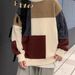 Men's semi high neck sweater autumn and winter new item, thickened color blocked loose wool sweater, contrasting base sweater, men's trend_voghion.com