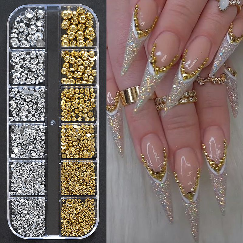 Frumusețe Sănătate Vânzare fierbinte 12 grile amestecate de aur și argint Bijuterii semicirculare perle pentru unghii Star Moon Accesorii pentru decorarea unghiilor din metal_voghion.com
