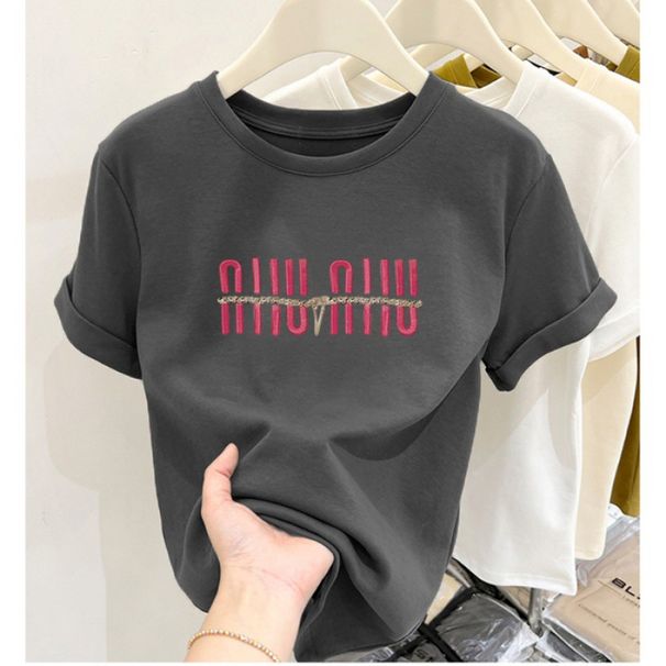 Damenbekleidung Gerade Schulter Mode Kurzarm T-Shirt Lässige Mode Vielseitige Slim Tops Basic Style_voghion.com