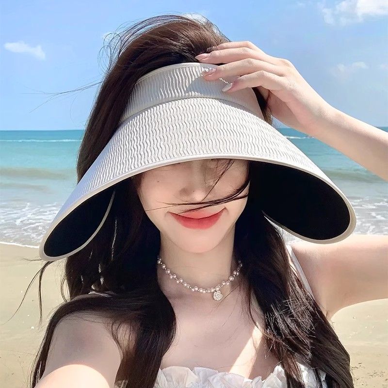 Wrap-around Big Eaves Sun Hat Women's 2025 New Summer Full Face Sun Protection Sun Hat UV Protection Empty Top Hat_voghion.com