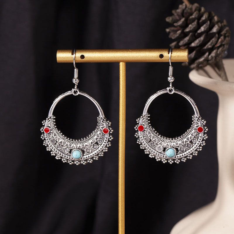 Bohemian Tassel Turquoise Earrings Ethnic Style Personality Temperament Ear Jewelry_voghion.com