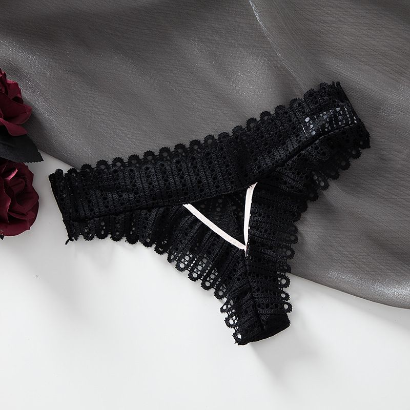 2025d New Hollow Out Low Waist Women's Panties Full Lace Cotton Crotch Sexy Seamless Thong_voghion.com