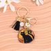 Black Cat Spider Web Print Keychain Halloween Bag Flower Letter Pendant_voghion.com
