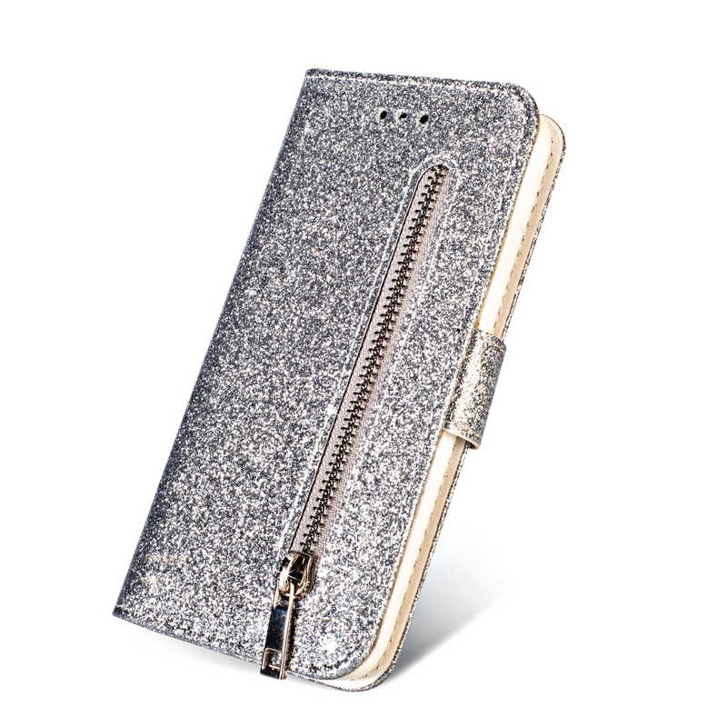 Fashion Glitter Flip Wallet Ledertasche für iPhone 12 11 Pro Max 6 6S 7 8 Plus XS Max XR SE 2020 Kartensteckplätze Prote_voghion.com