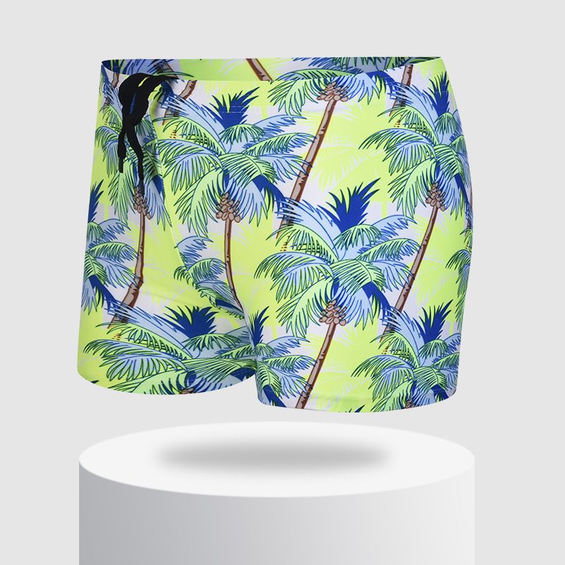 Men's Beach Swim Quick-Dry Loose Anti-Embarrassment Hot Spring Fashion Printed Swimming Trunks_voghion.com