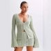 Women's Clothing new knitted shell button cardigan A line skirt suit_voghion.com