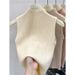 Gilet in maglia da donna con collo alto e bretelle elasticizzate, senza maniche, per stratificazione (albicocca, S-M-L)_voghion.com