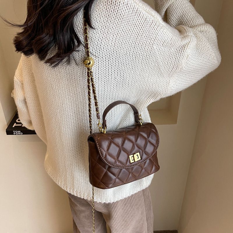 Women’s Bags High Grade Textured Bag For Women New Niche Design Diamond Chain Messenger Bag Super Hot Portable Bucket Bag_voghion.com