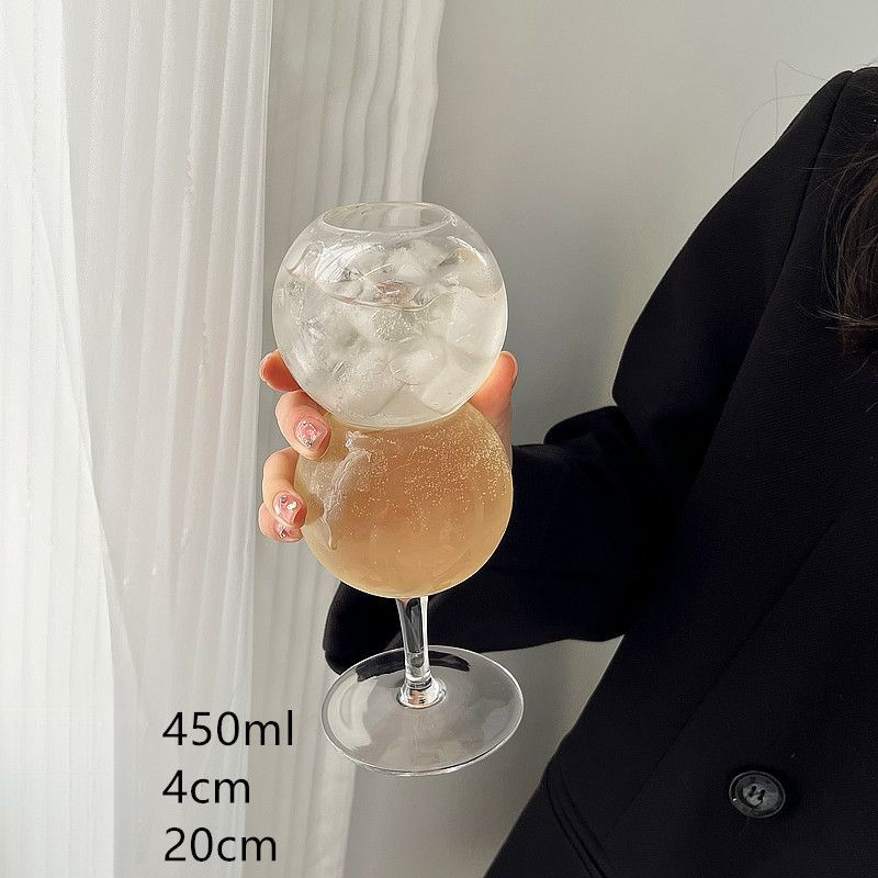 Korean INS Style Bubble Round Ball Niche Design High-end Cocktail Champagne Glass Juice Cup_voghion.com