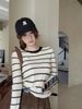 ragazza 2025 autunno inverno nuovo girocollo a righe manica lunga maglia base interna usura maglione top per le donne_voghion.com
