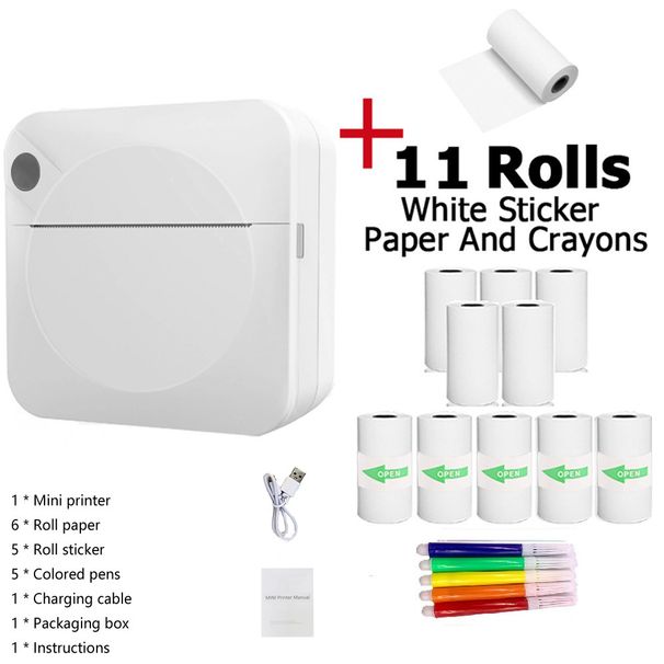 Pocket Mini Printer Portable Wireless BT Thermal Photo for iOS Android Κινητό τηλέφωνο, Εκτύπωση δώρου χωρίς μελάνη Σημειώσεις μελέτης ετικέτας Απόδειξη_voghion.com