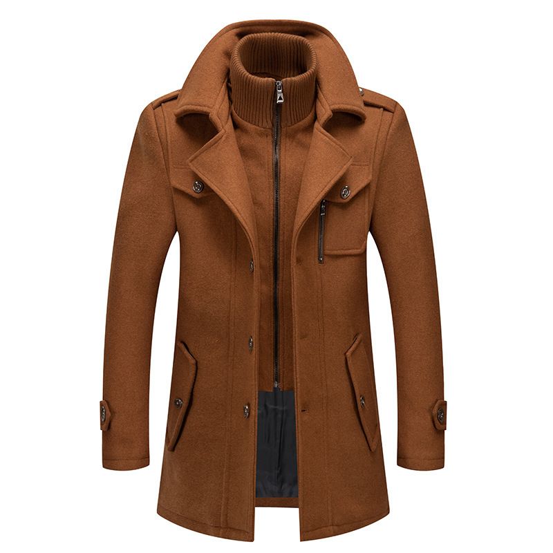 Cappotto da uomo in lana con tessuto resistente al freddo, moda business autunno e inverno, doppio colletto_voghion.com