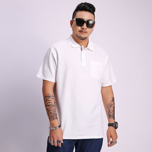 Herrenbekleidung Übergröße Kurzarm-T-Shirt mit Revers Herren Business Casual Vielseitiges T-Shirt für dicke Männer Übergröße Kurzarm-T-Shirt Herrenbekleidung_voghion.com