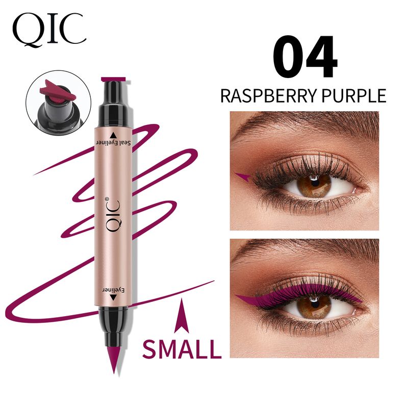 QIC Qini Seal Dobbelthodet Triangle Wing Eyeliner Pen 5 Fargers Eyeliner Stempel_voghion.com