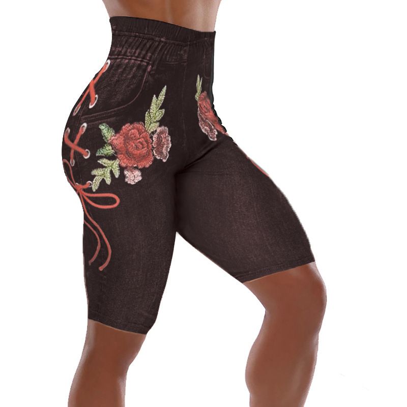 Women's new casual leggings fashion Slim high-waisted solid color printing lace splicing wide leg pants_voghion.com