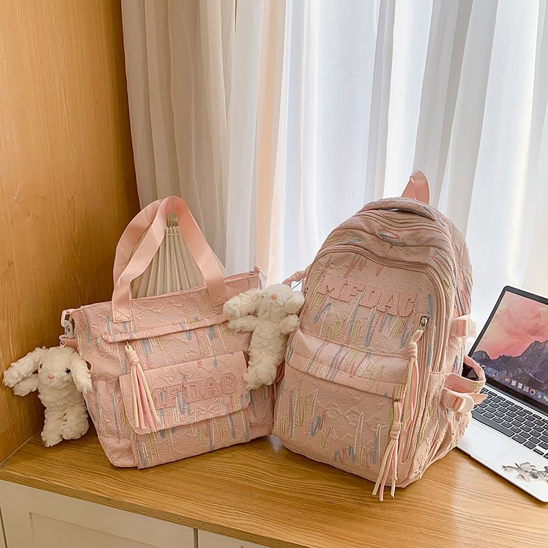 2025 Neuer Grundschulrucksack im neuen Stil mit großer Kapazität und hoher Qualität für Mittelschülerinnen und Oberschülerinnen mit doppelter Umhängetasche_voghion.com