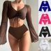 new split solid color high waist conservative stitching patchwork swimsuit swimsuit _voghion.com