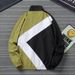 Men's Color Block Casual Jacket With Hood - Lightweight Stand Collar Windbreaker For Spring & Autumn_voghion.com