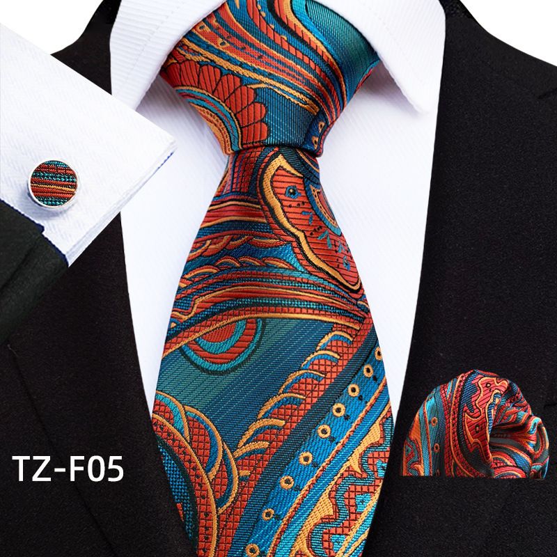 Cravate unisexe trois pièces pour homme, boutons de manchette carrés, cravate rayée vintage en polyester pour tenue d'affaires_voghion.com