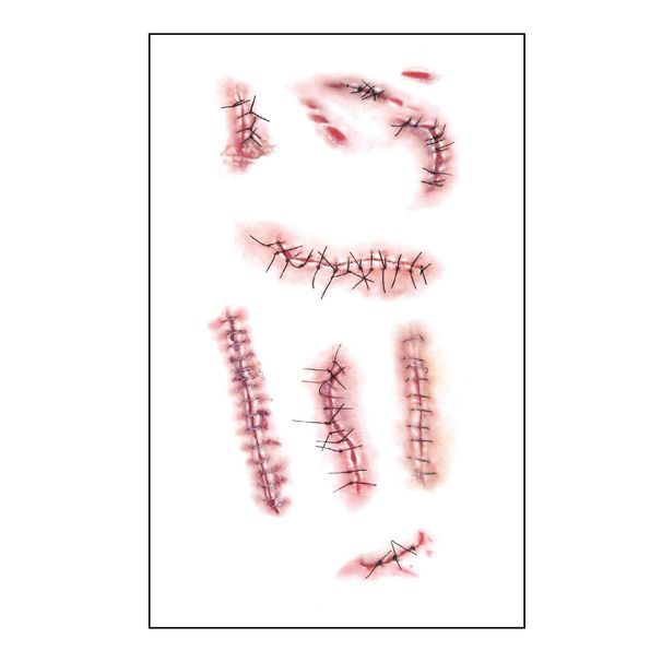 Halloween horror littekens mes bloed littekens tand littekens krassen hechtingen wonden littekens feest grappig tatoeage stickers_voghion.com