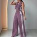 Women's Clothing New Fashion Women's Pocket Sleeveless Nine Point Pants Suit_voghion.com