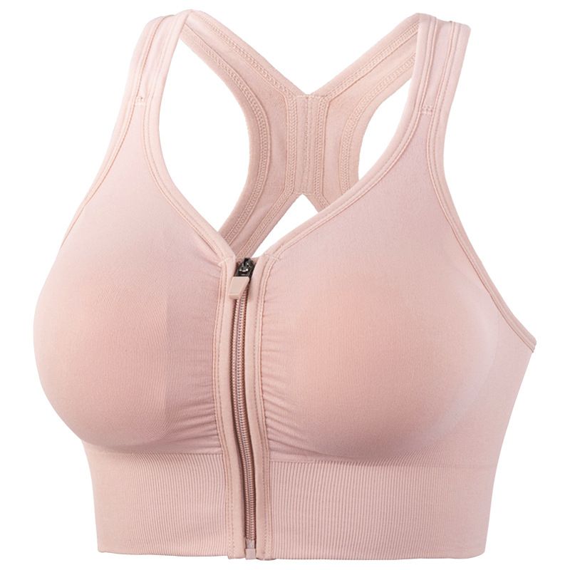 （3-pieces）Shockproof gathering plus size running beautiful back integrated shaping high-strength sports bra, front zipper_voghion.com