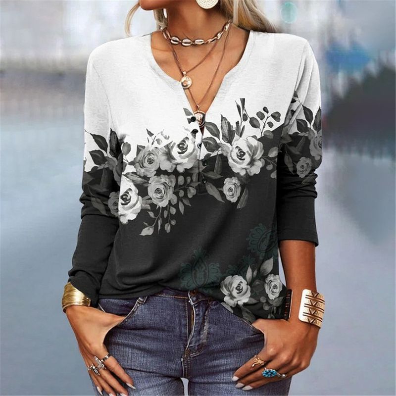 Women's Ethnic Print Long Sleeve T-Shirt - Boho Chic Fashion Top For Casual Wear_voghion.com