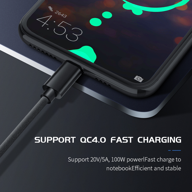 60W Type PD C To Micro USB QC 3.0 3A Quick Charge Adapter Cable Quick Charge Data Cable        Q    harge  able  harge  able_voghion.com