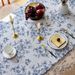 Scandinavian Blue Floral Tablecloth – Waterproof Cotton-Polyester Blend For Dining & Picnic (Multiple Sizes) – Bohemian Decor With Non-Slip Backing_voghion.com