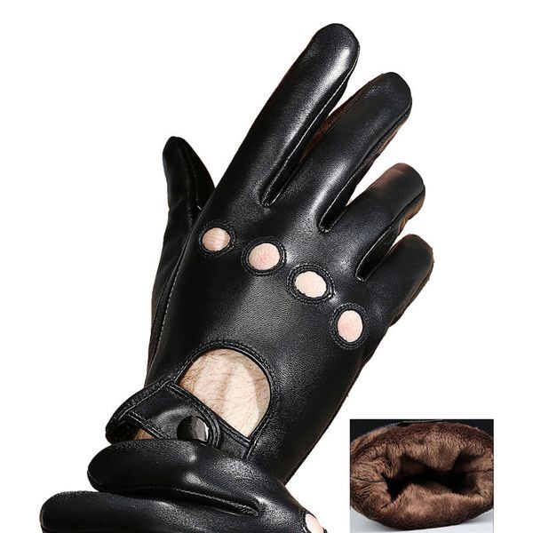 Modische Touchscreen-Handschuhe aus Schaffell für den Winter, zum Autofahren, plus warme Veet-Herrenleder NS40-5_voghion.com