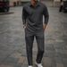Heren herfst- en winterpak met lange mouwen en broek Dagelijks casual uitje Jacquard revers tweedelig pak_voghion.com