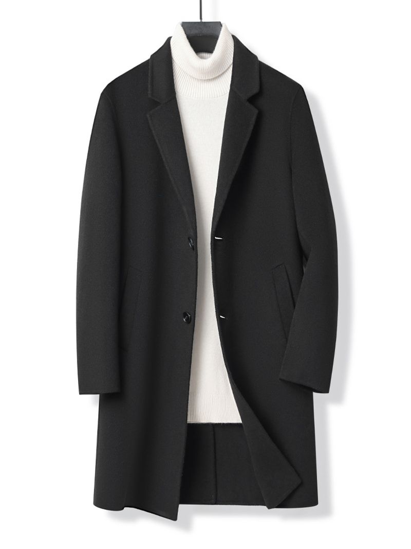 Men's Casual Suit Coat Mid-Length Double-Sided Woolen Blazer Autumn_voghion.com
