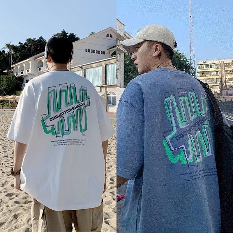 2022 Fat Large Summer Short sleeved T-shirt with Five Cent Sleeves for Men, Trendy Casual Couple, Loose and Handsome 12_voghion.com