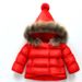 Cappotto invernale per bambine con collo in vera pelliccia, giacca imbottita calda per bambini e bambine, capospalla con cappuccio in stile coreano_voghion.com