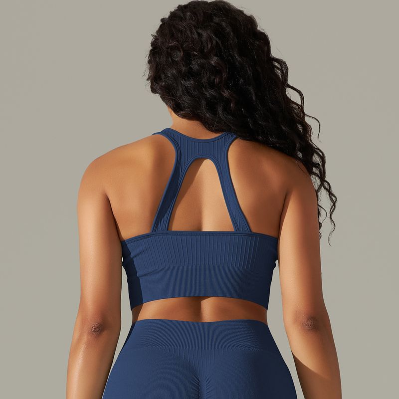 Seamless back zipper thread bra sports, running, fitness, tight yoga clothes, vest for women_voghion.com
