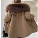 Women's Fashionable Parka Coat With Detachable Fox Fur Collar & Otter Rabbit Fur Lining, Mid-Length Winter Jacke For Casual Style_voghion.com