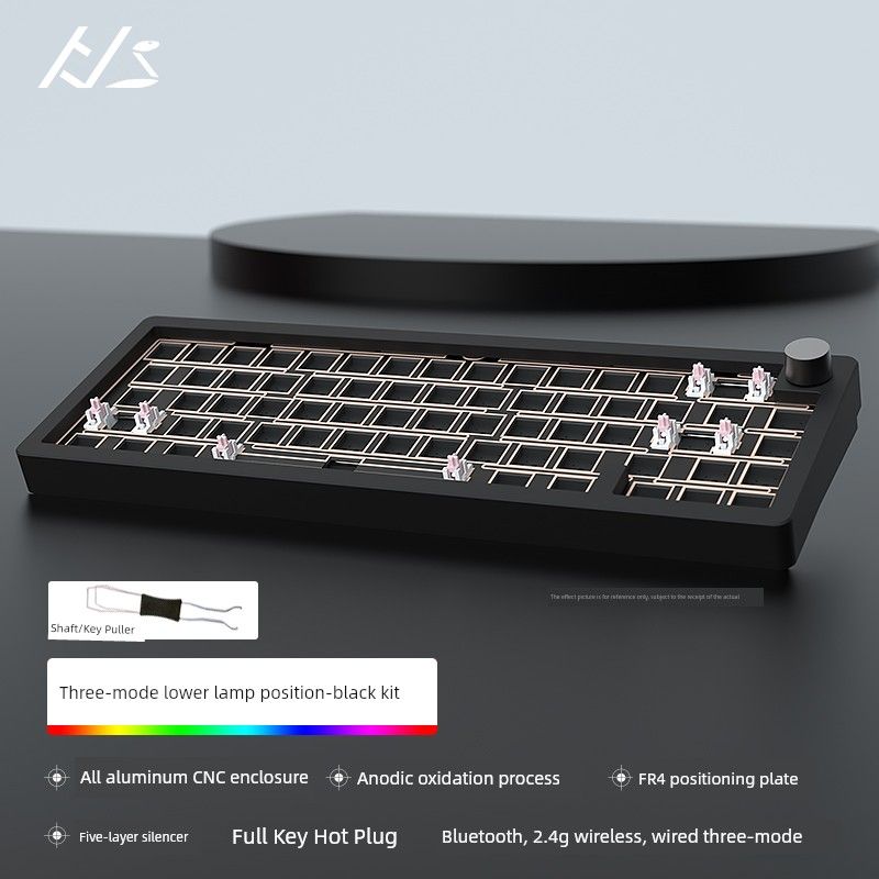 Teclado mecánico Heji Snake AL65 de tres modelos, totalmente CNC, de aluminio, con luz RGB, Bluetooth 2.4G, inalámbrico y con cable, lámpara inferior._voghion.com