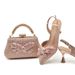 New Women's Banquet Shoe Bag Set Handmade leaves decorated wine glasses and party evening shoe bag set_voghion.com