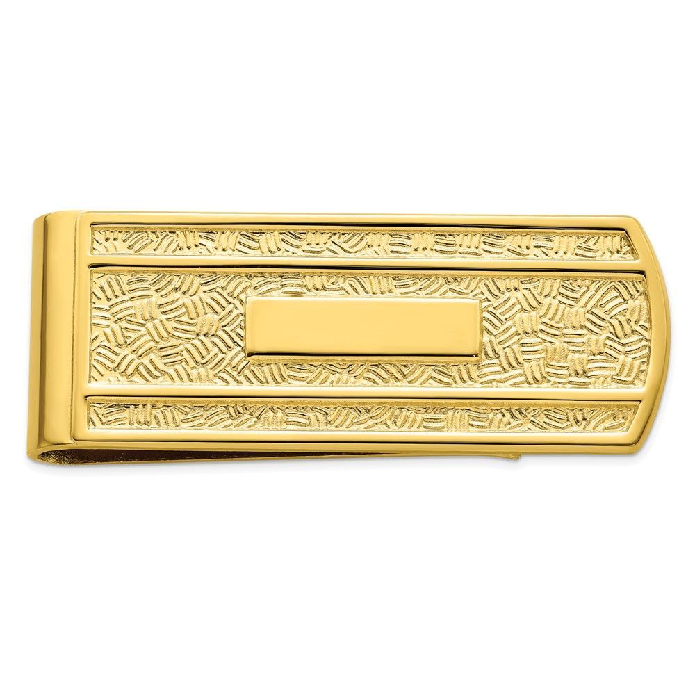 Gold-plated Kelly Waters Textured With Engraveable Area Money Clip_voghion.com