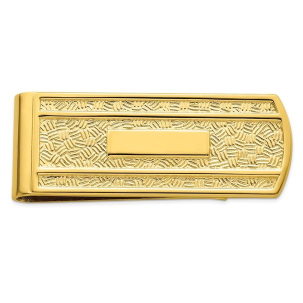 Gold-plated Kelly Waters Textured With Engraveable Area Money Clip_voghion.com