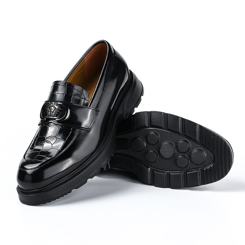 Herrenschuhe Casual Lederschuhe für Arbeit und Dating Echtes Leder Loafer One Step Business_voghion.com