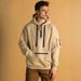 Men's Fleece Hooded Sweatshirt - Winter Warm Pullover, Oversized Fit, Casual Streetwear (Black, White, Navy, Khaki, Gray) – M-XXXL_voghion.com